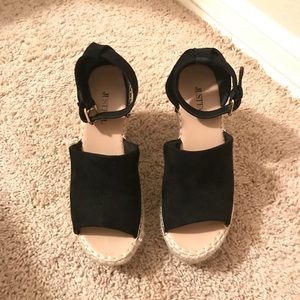 Black wedge espadrilles